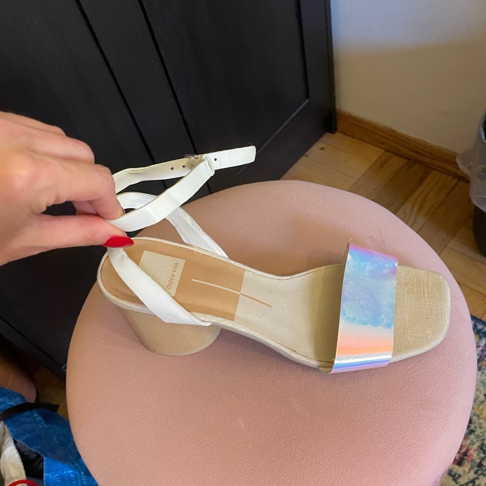 Dolce Vita White and Iridescent Sandals